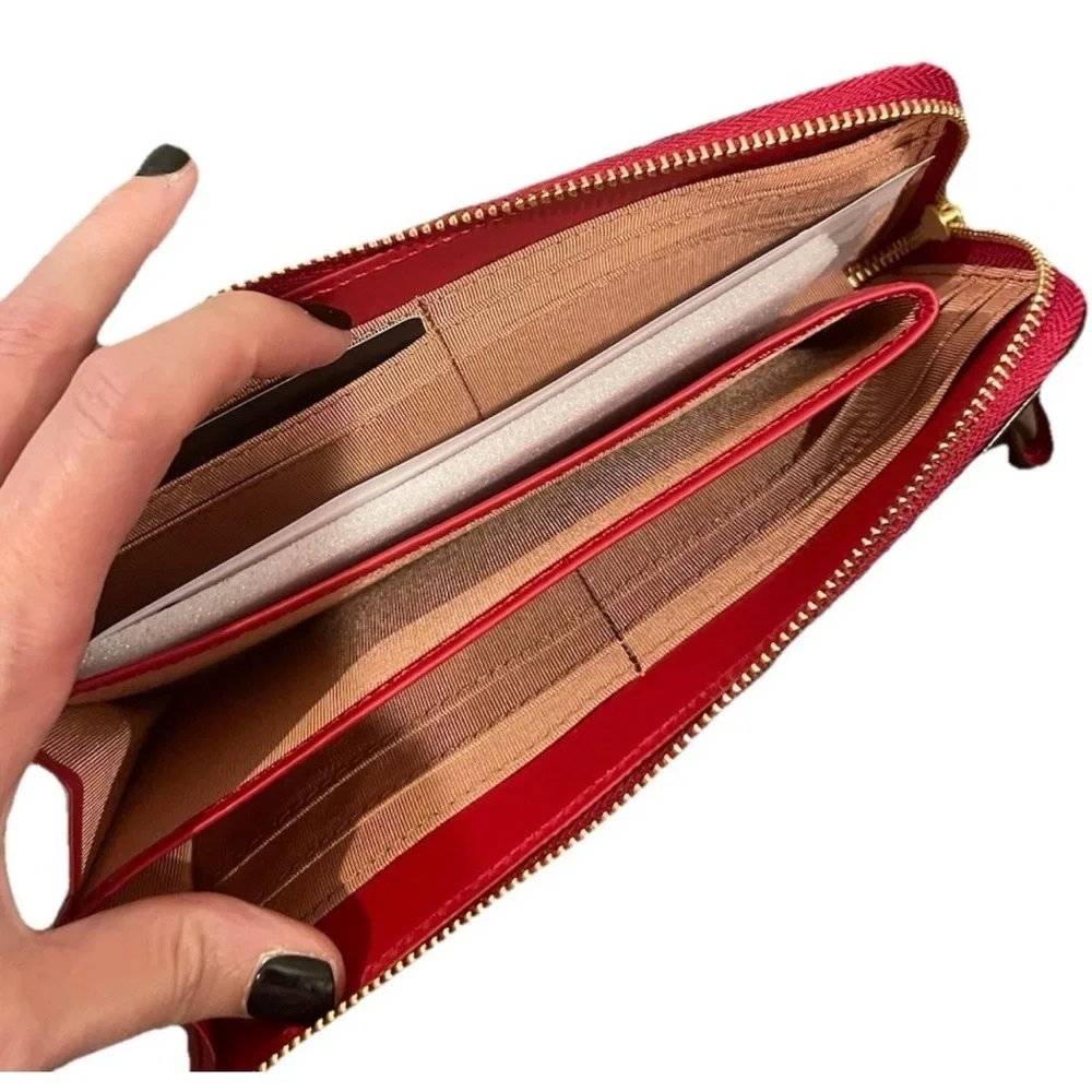 Lanvin collection red and navy Patterned initial logo zip around long Wallet